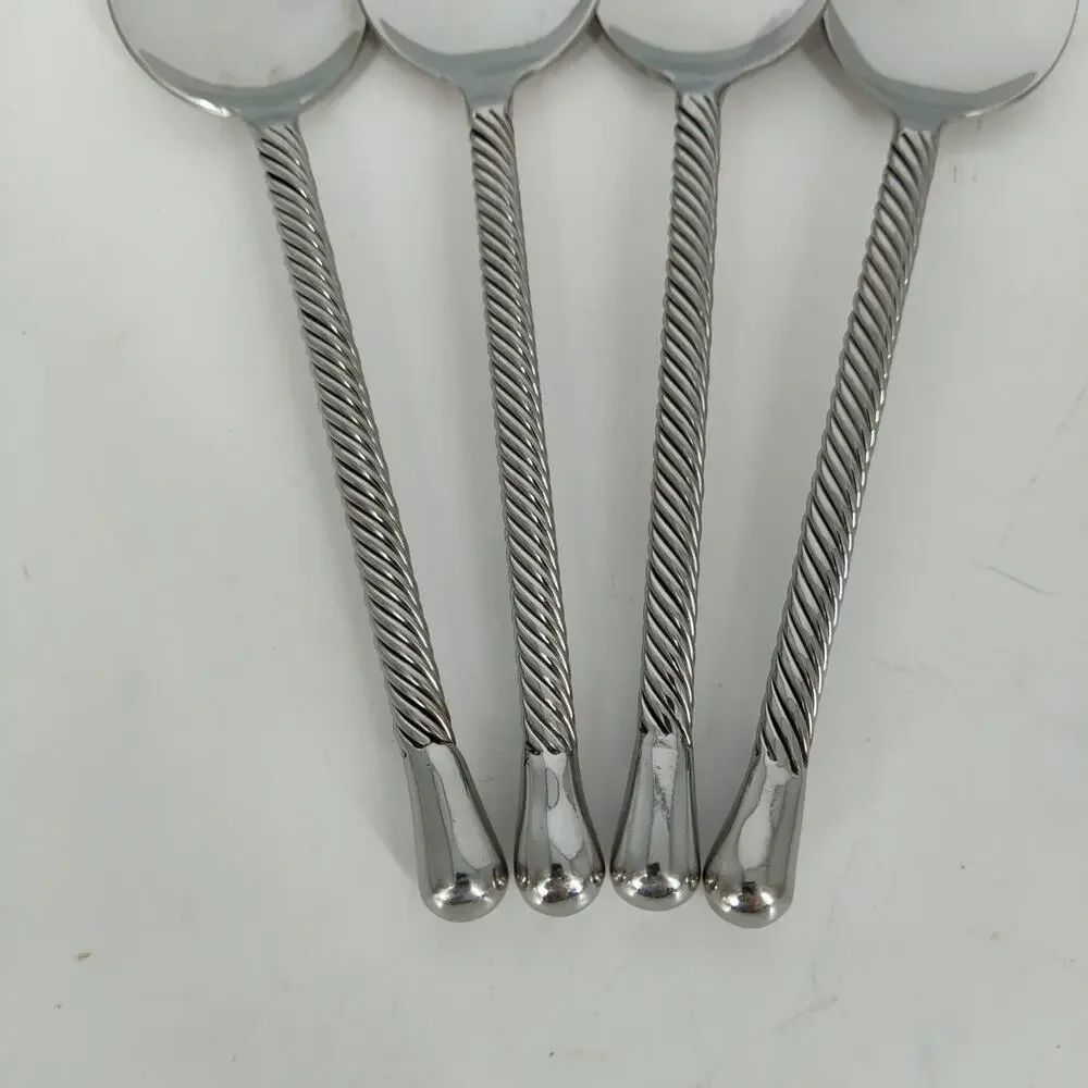 4X Tbsp Pier 1 PII17 18/8 Stainless Twist Table Spoons